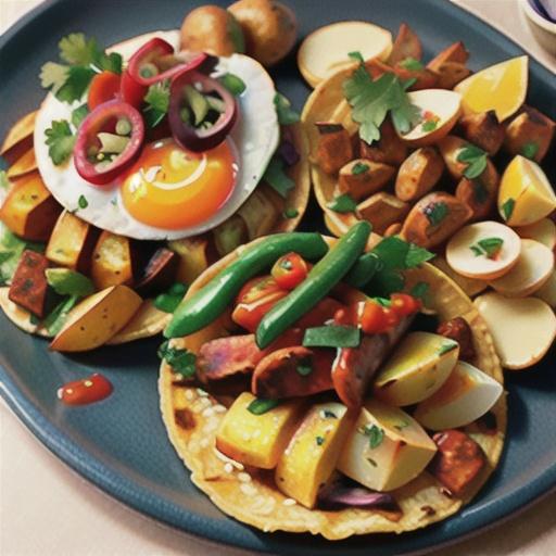 Chorizo Breakfast Tacos with Potato Hash and Eggs