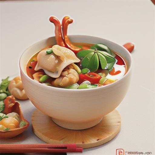 Chicken dumplings in chilli and ginger soup