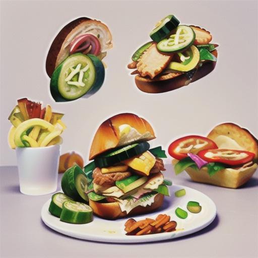 Open chicken sandwich with quick cucumber pickle