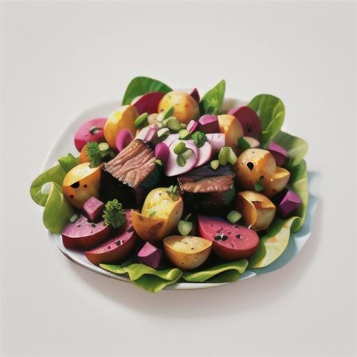 Beef, potato and beetroot salad