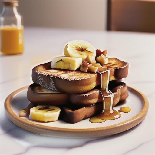 French toast with banana and maple syrup
