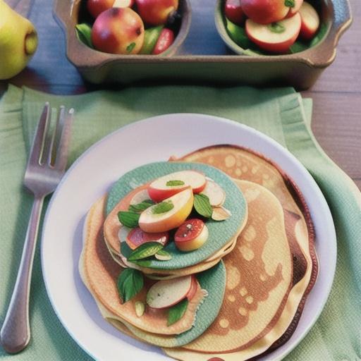 Buckwheat crepes with poached apple & pear