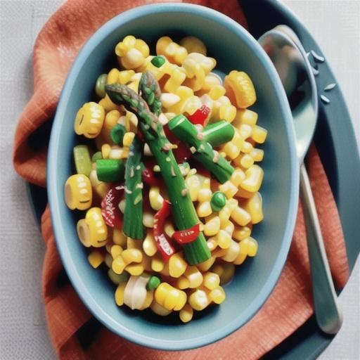 Microwave corn and asparagus risotto