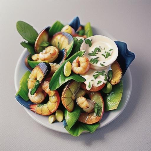 Salt and pepper butterflied prawns with mayonnaise