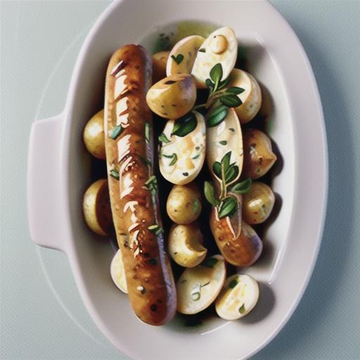 Potato salad with chicken sausages