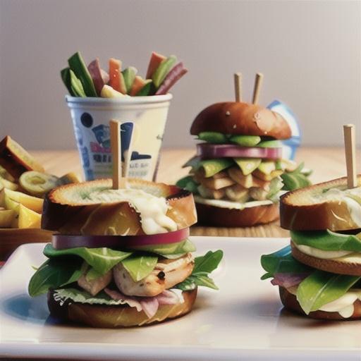 Club sandwich with lemon and garlic chicken