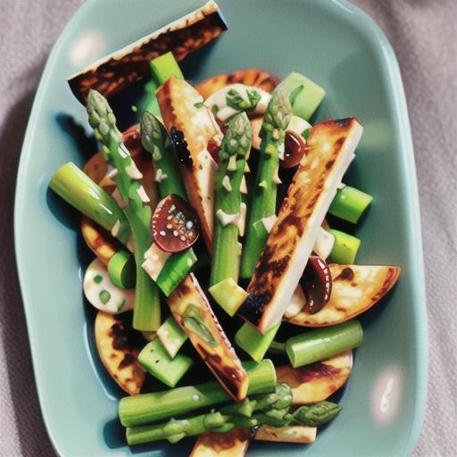 Green asparagus, haloumi and zucchini salad