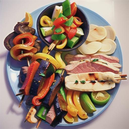 Souvlaki beef skewers with capsicum salsa