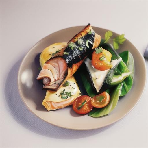 Salmon & herb filo parcels with roast tomatoes