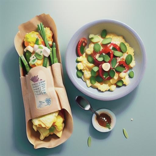 Scrambled egg and chive wraps