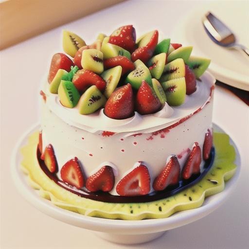 Strawberry and kiwi cream cake