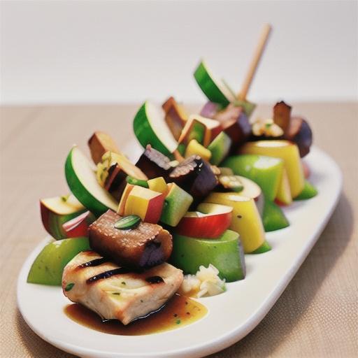 Sweet 'n' sour pork and apple kebabs