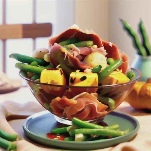 Prosciutto, green bean and pumpkin salad