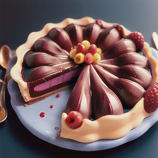 Choc mousse tart with berries and port glaze