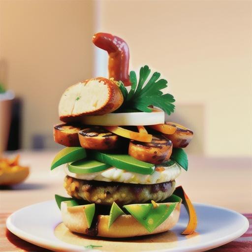 Spicy sausage and sweet potato burger