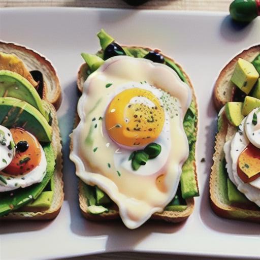 Avocado Toasts With Fried Egg, Olives, and Smoked Paprika