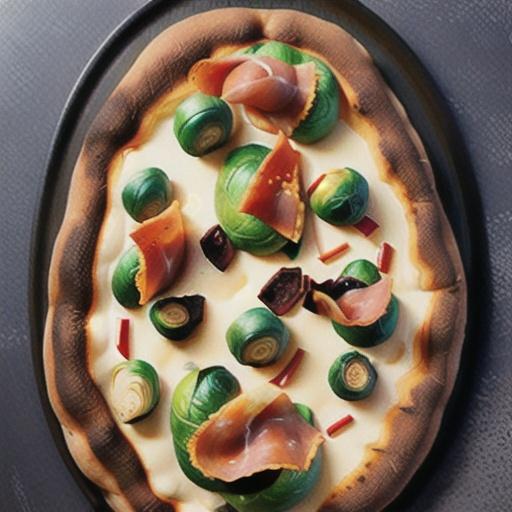 Potato, prosciutto and Brussels sprouts pizza