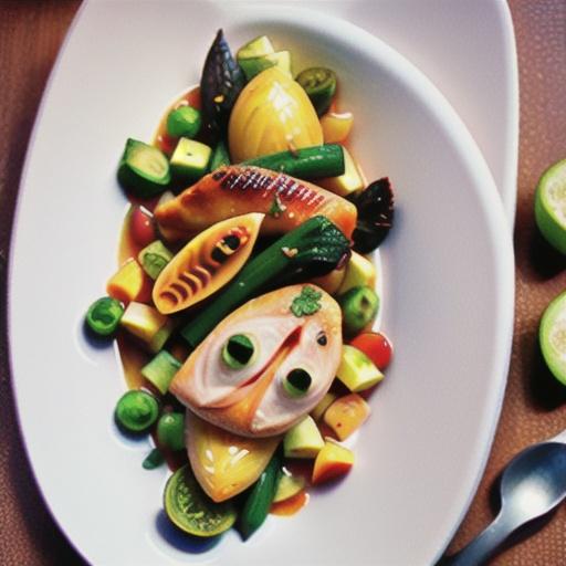 Baked fish with steamed vegetables