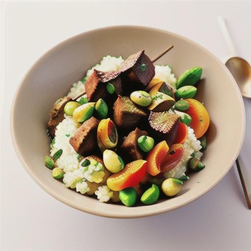 Lamb kibbeh kebabs with pistachio and apricot couscous