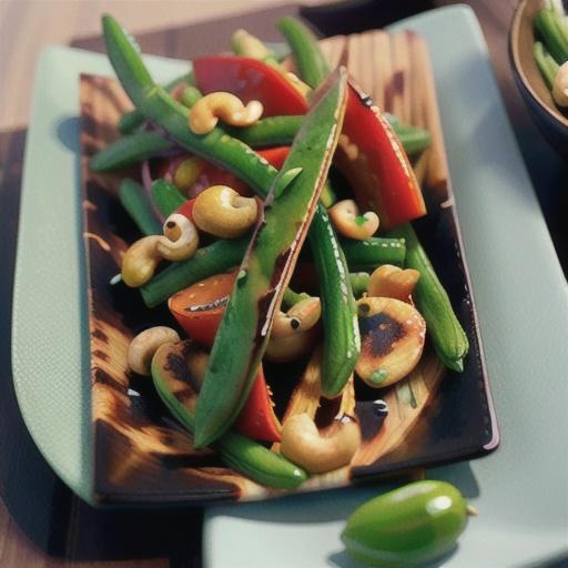 Grilled Teriyaki Green Beans with Cashews