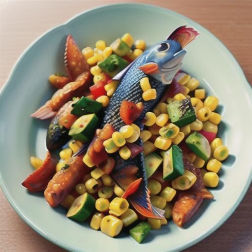 Paprika fish with corn avocado salsa