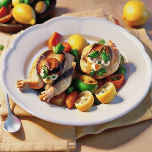 Lemon, oregano and garlic roast chicken