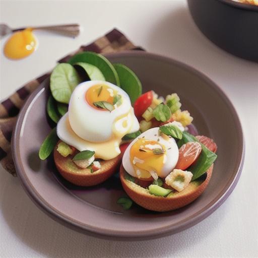 Coddled eggs with crunchy croutons and smoked salmon