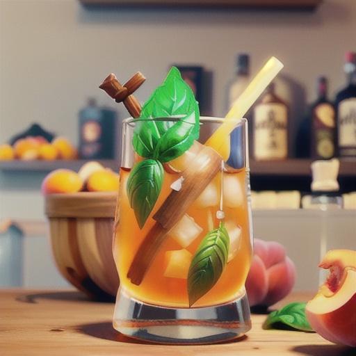 The Deb (Peach-Basil Bourbon Smash) Cocktail