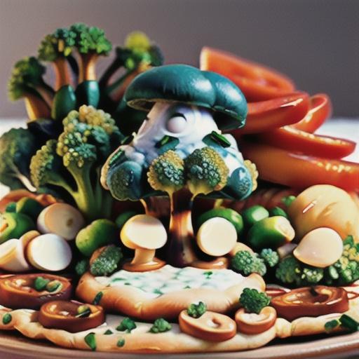 Fast and Easy Ricotta Cheese Pizza with Mushrooms, Broccoli, and Chicken