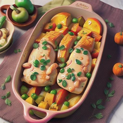 Creamy chicken and pumpkin bake