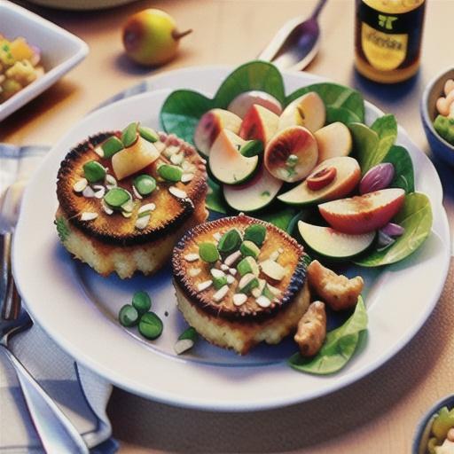Crumbed pork chops with pear and walnut salad