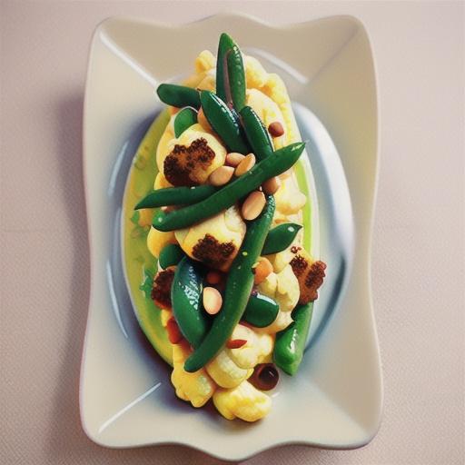 Cauliflower puree with green beans and lemon thyme butter