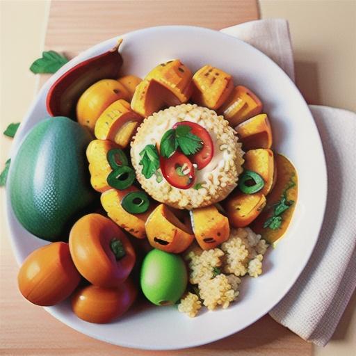 Egg rogan josh with cauliflower rice and roasted pumpkin