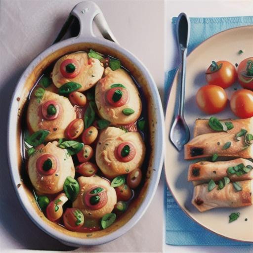 Chicken pan-bake with olives and tomatoes