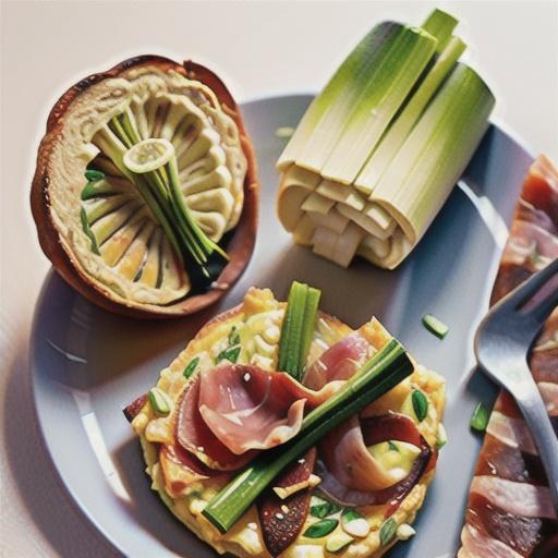 Rice, leek and prosciutto frittata
