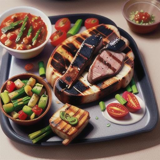 Barbecued t-bone steaks with tomato jam