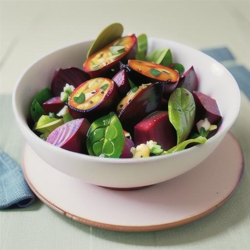 Roasted beetroot, lamb & spinach salad
