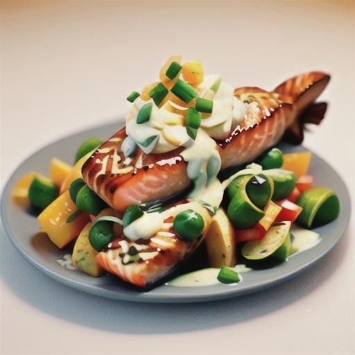 Salmon with orange mayonnaise dressing