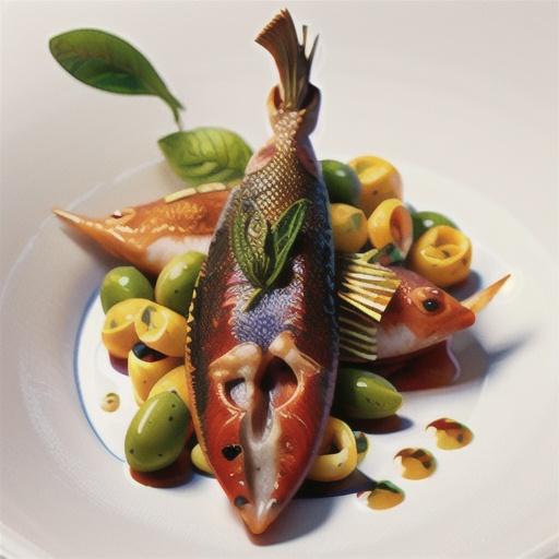 Whole red mullet with tomato and olive oil