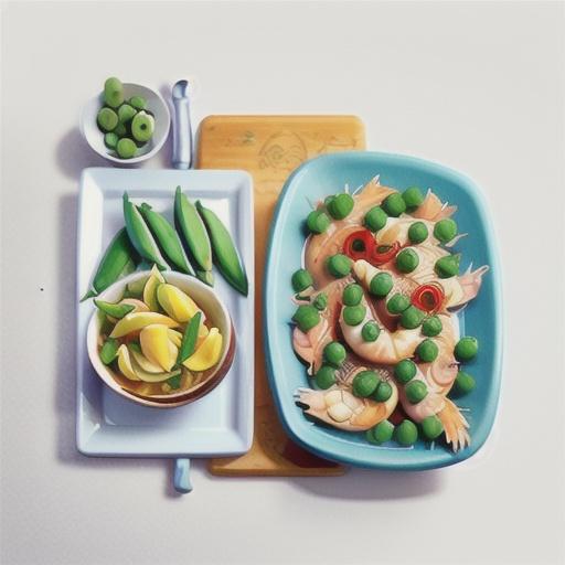 Chinese steamed prawns with sugar snap peas