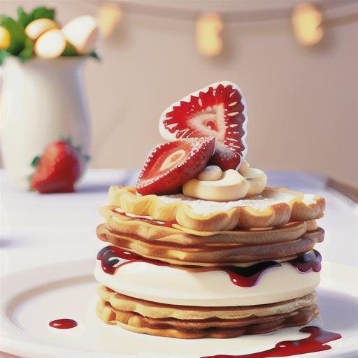 White chocolate cream and strawberry mille-feuille