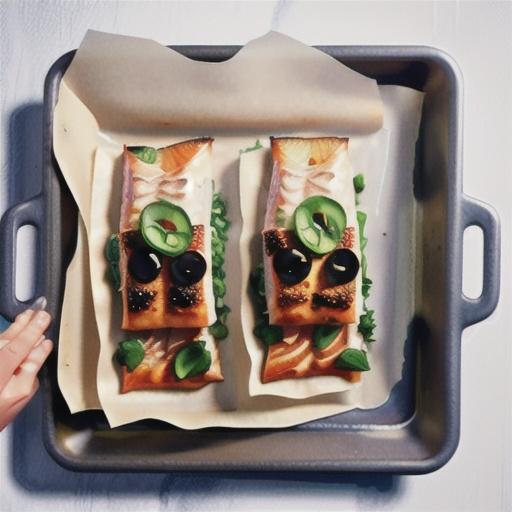 Japanese-style baked salmon and rice parcels recipe