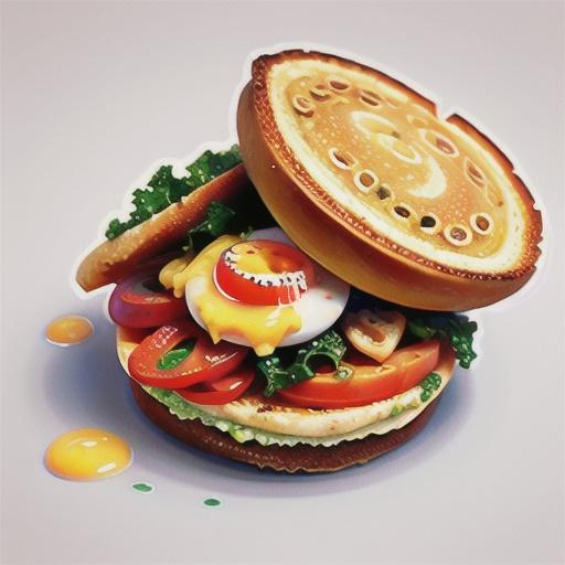 Egg in the hole with bacon, tomato & kale pesto