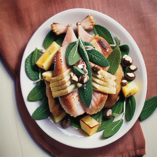 Crispy skinned turkey breast with hazelnut and sage butter sauce