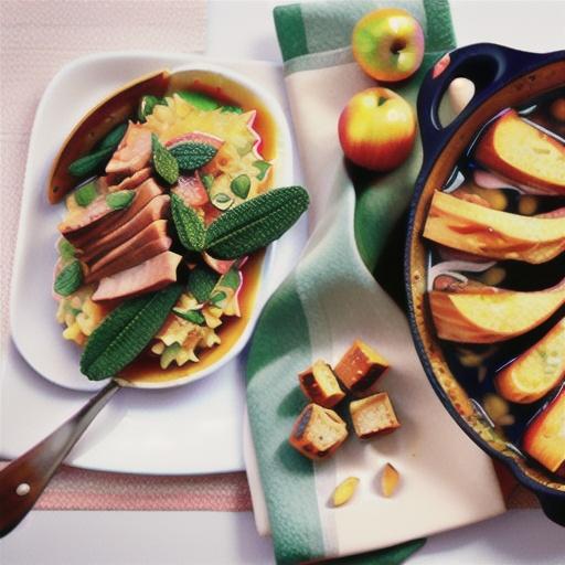 Pork and apple cider casserole with sage brown rice