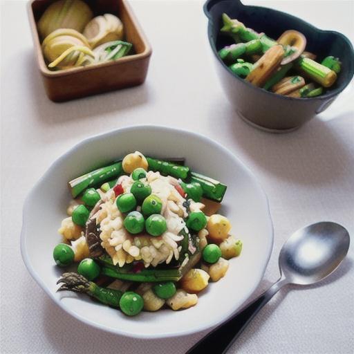 Risotto with Balsamic-Roasted Asparagus and Peas