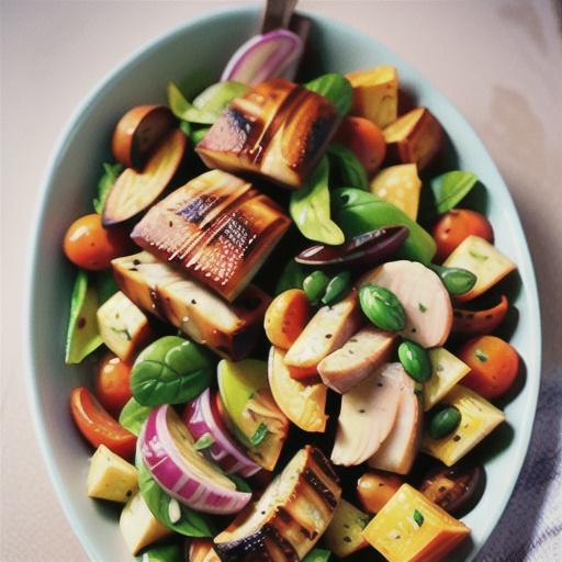 Chicken and roast carrot salad with tarragon butter dressing