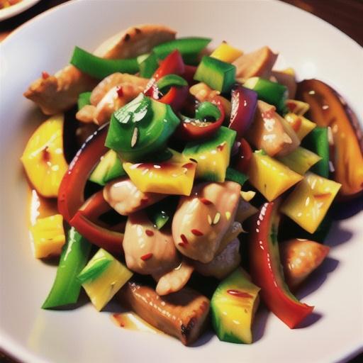 Stir-Fried Chicken With Pineapple and Peppers