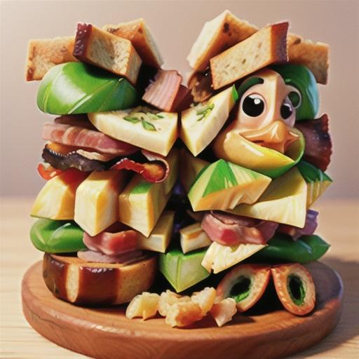 Chicken, bacon and pineapple puzzle sandwiches