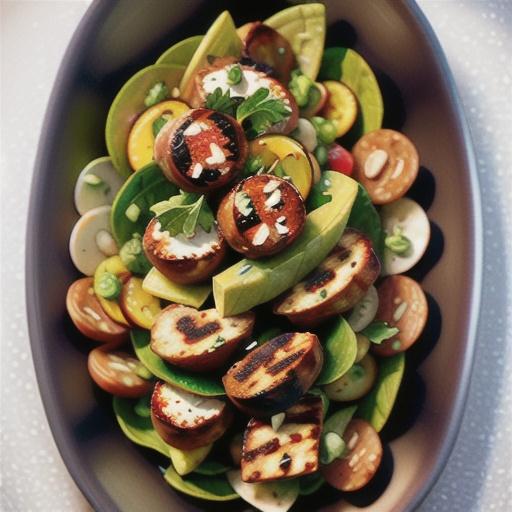 Lamb and haloumi meatball salad